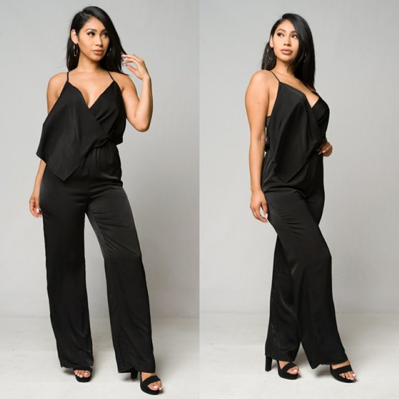 Sugarlips Pants - NEW Black V-Neck Racerback Gorgeous Soft Jumpsuit
